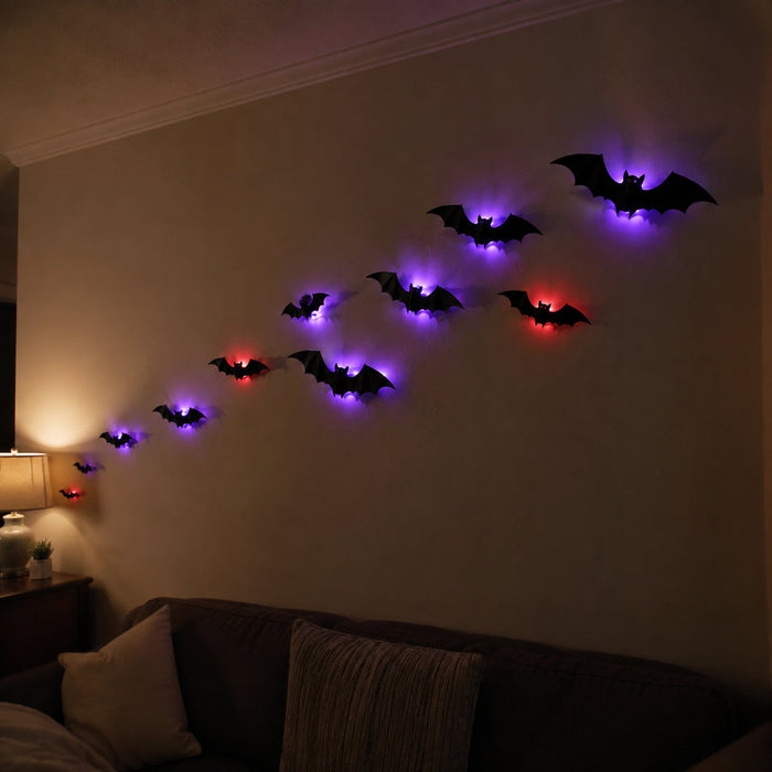 3D LED Bat Wall Decorations — Three Sizes, Individually Lit