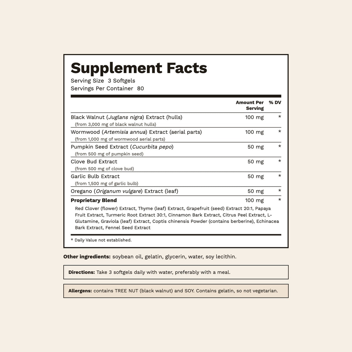 Supplement Facts panel