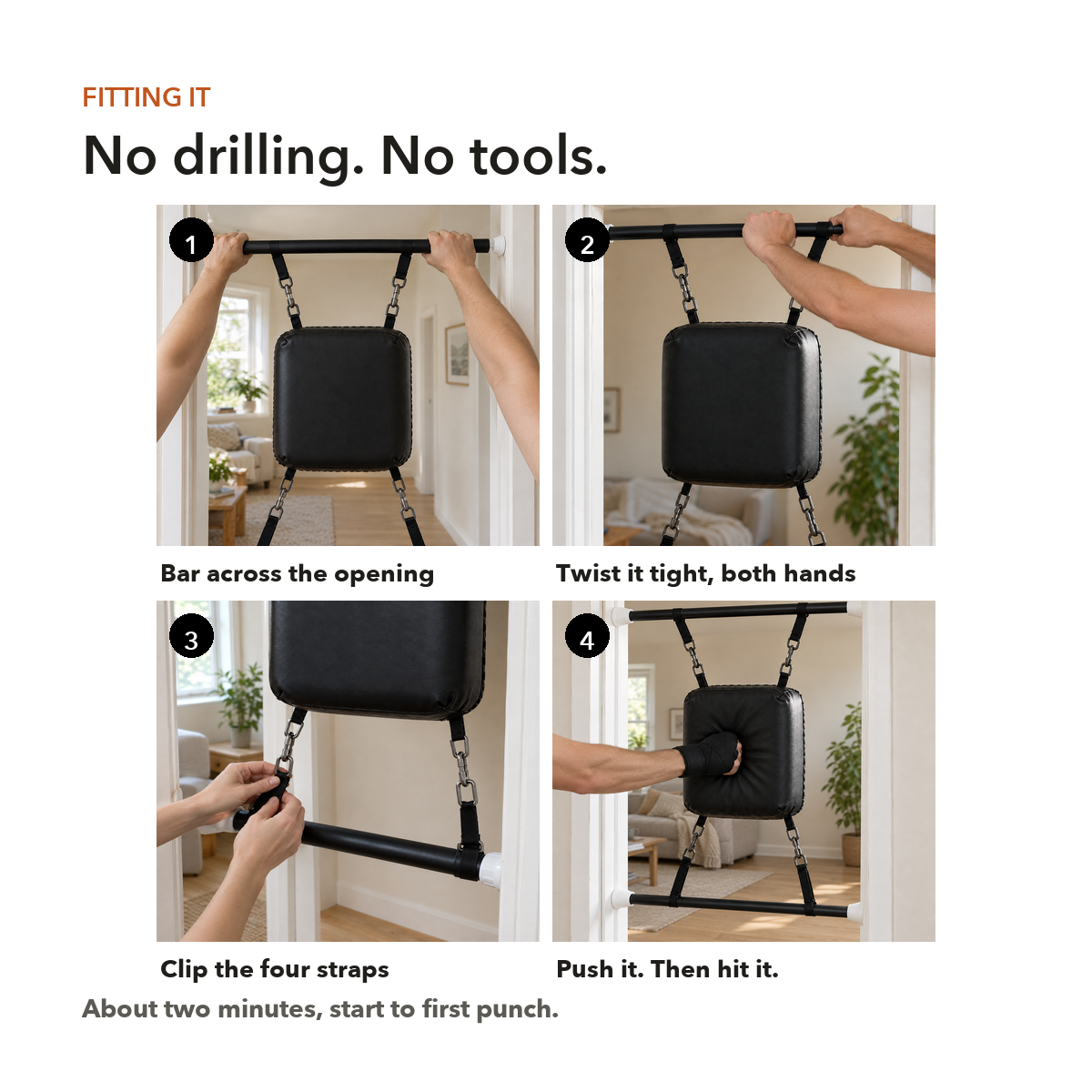 Fitting it in four steps, no drilling and no tools