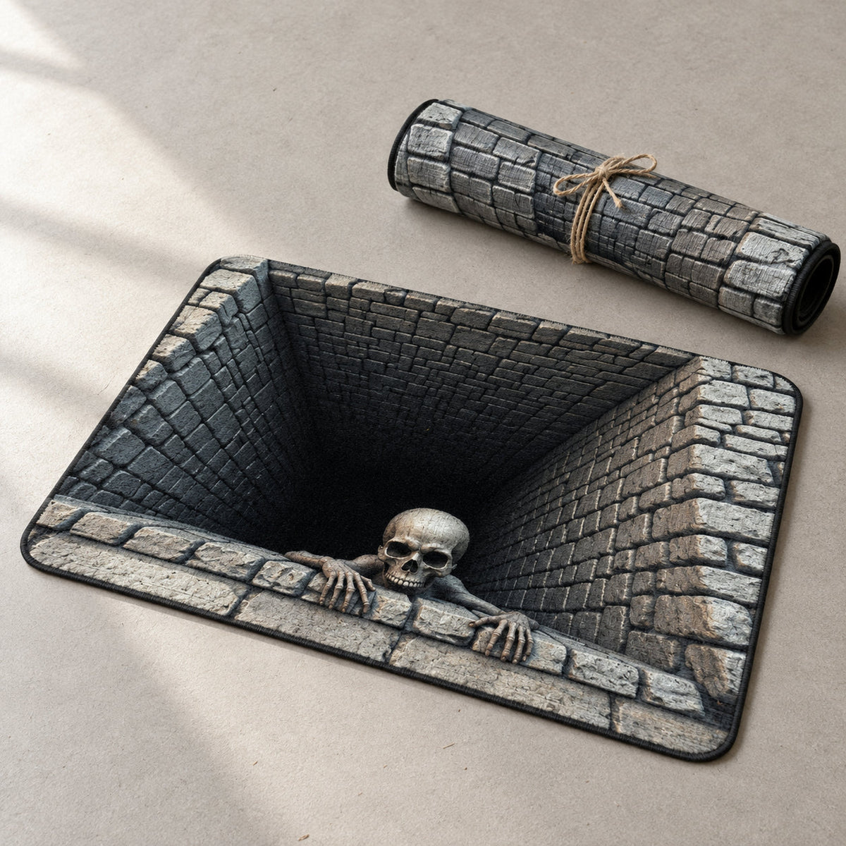 3D skull pit Halloween door mat - pair