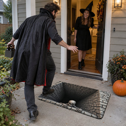 3D skull pit Halloween door mat - party