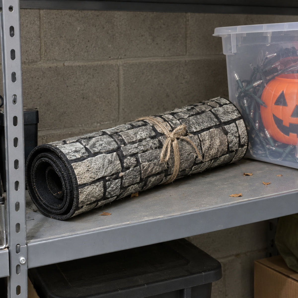 3D skull pit Halloween door mat - rolled