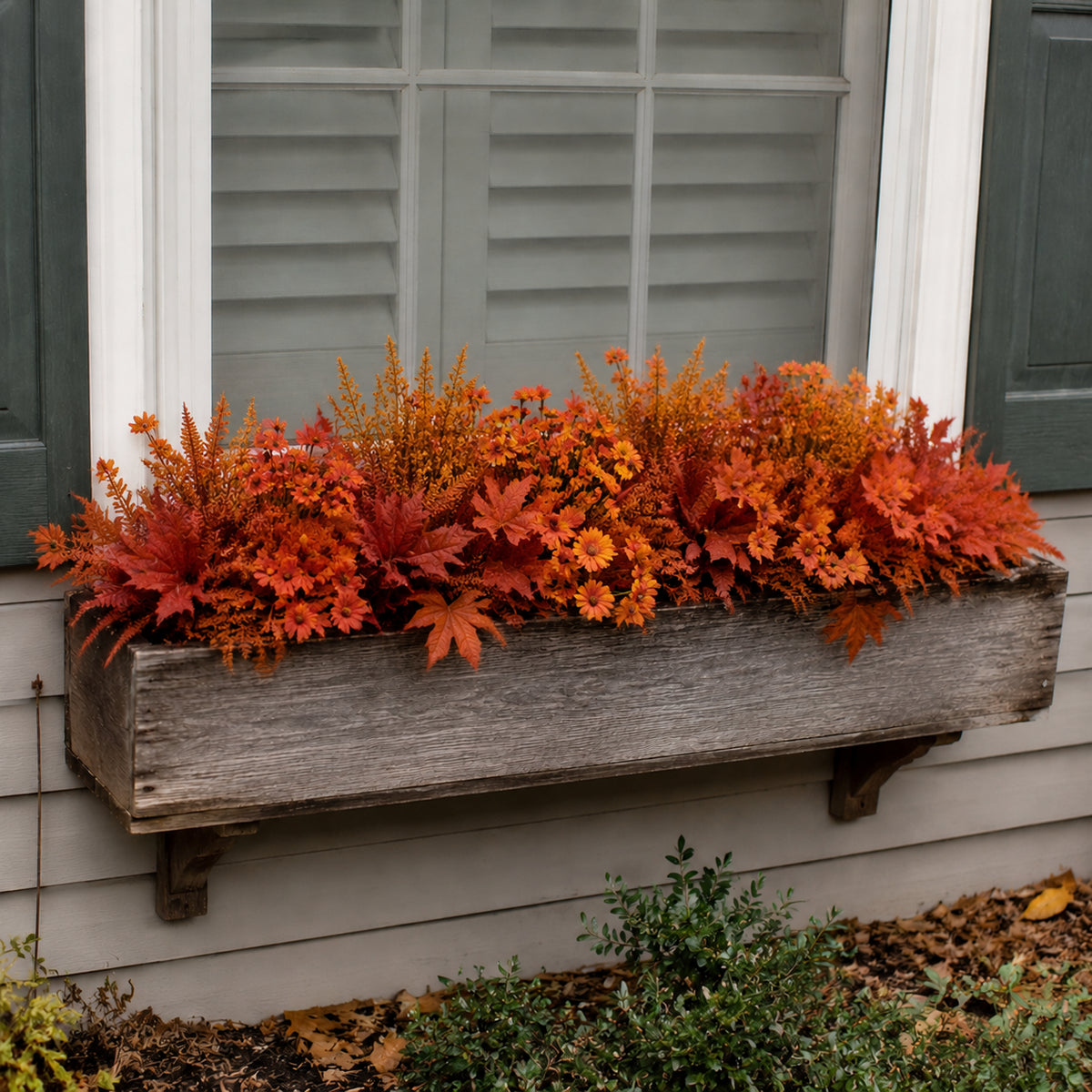 24-Bundle Artificial Fall Flowers — 6 Styles, Outdoor Autumn Decor