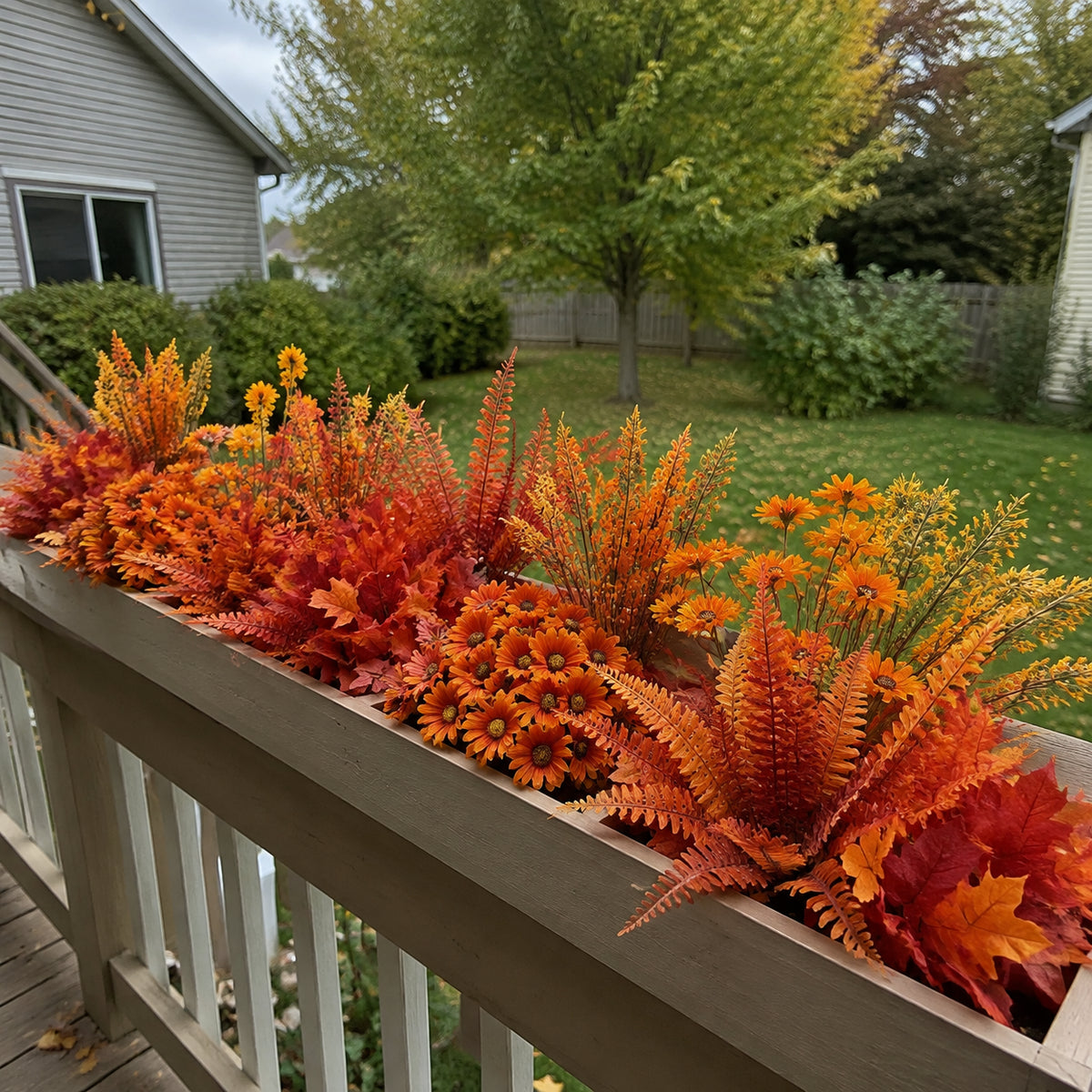 24-Bundle Artificial Fall Flowers — 6 Styles, Outdoor Autumn Decor