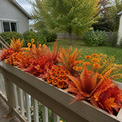 24-Bundle Artificial Fall Flowers — 6 Styles, Outdoor Autumn Decor