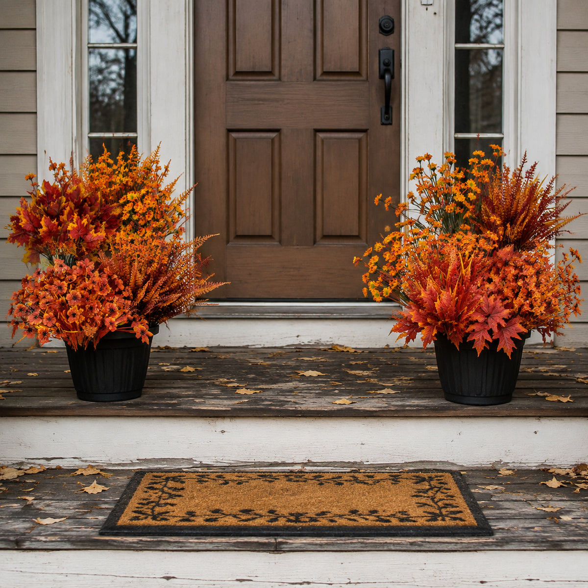 24-Bundle Artificial Fall Flowers — 6 Styles, Outdoor Autumn Decor