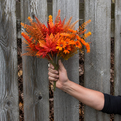 24-Bundle Artificial Fall Flowers — 6 Styles, Outdoor Autumn Decor