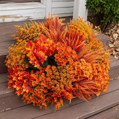 24-Bundle Artificial Fall Flowers — 6 Styles, Outdoor Autumn Decor