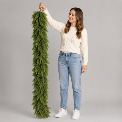 2-Piece Artificial Cedar Garland Set — 2 x 6 ft Real-Touch Greenery