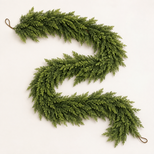 2-Piece Artificial Cedar Garland Set — 2 x 6 ft Real-Touch Greenery