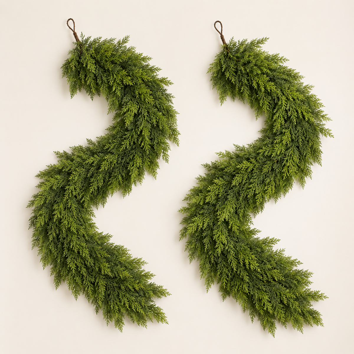 2-Piece Artificial Cedar Garland Set — 2 x 6 ft Real-Touch Greenery
