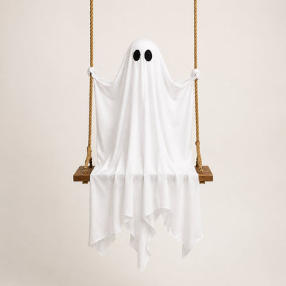 Glowing Ghost on a Swing — Hanging LED Halloween Decoration