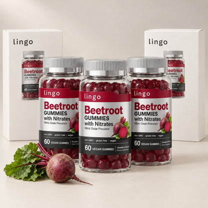 Buy 2 Get 1 FREE: three jars of beetroot gummies with lingo boxes
