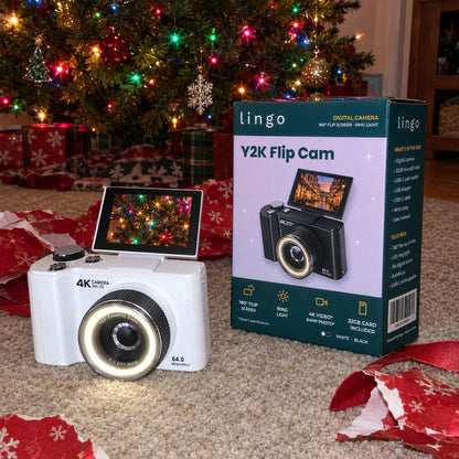 Christmas morning: the lingo box and the white camera under the tree