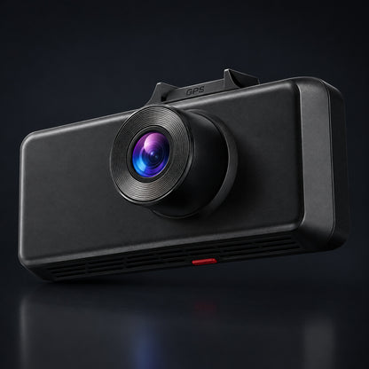 The road-facing 4K lens of the dash cam