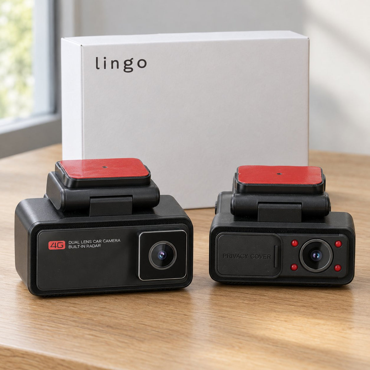 Two 4G car cameras: front lens and the cabin lens with night vision LEDs