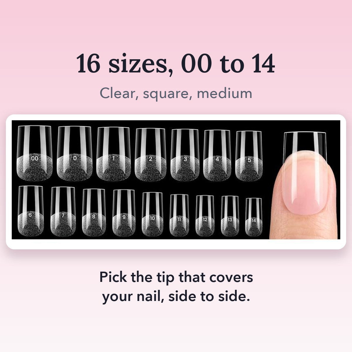 The 16 tip sizes, from 00 to 14