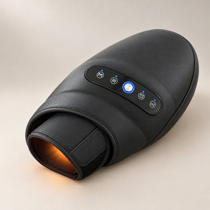 Side view of the hand massager with a warm glow inside