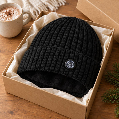 Heated beanie in a gift box