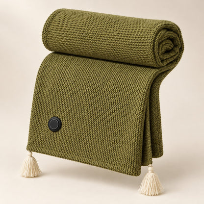 Heated blanket shawl in green