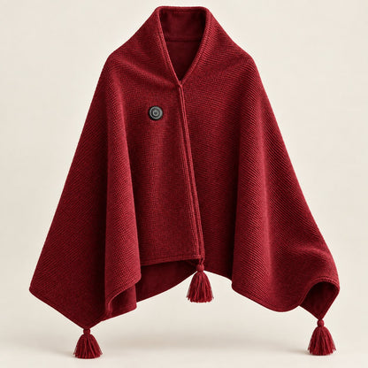 Heated blanket shawl in red