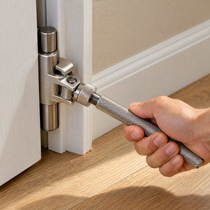 Swivel head turned to reach a hinge near the floor