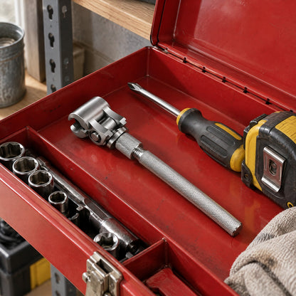 The hinge wrench in an open toolbox