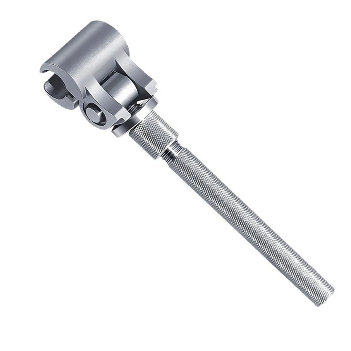 Adjustable door hinge wrench in stainless steel with a knurled handle