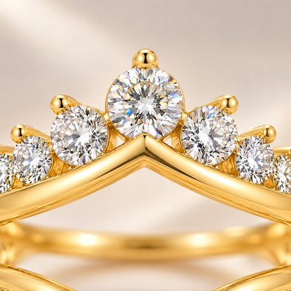 Close-up of the moissanite stones on the ring jacket