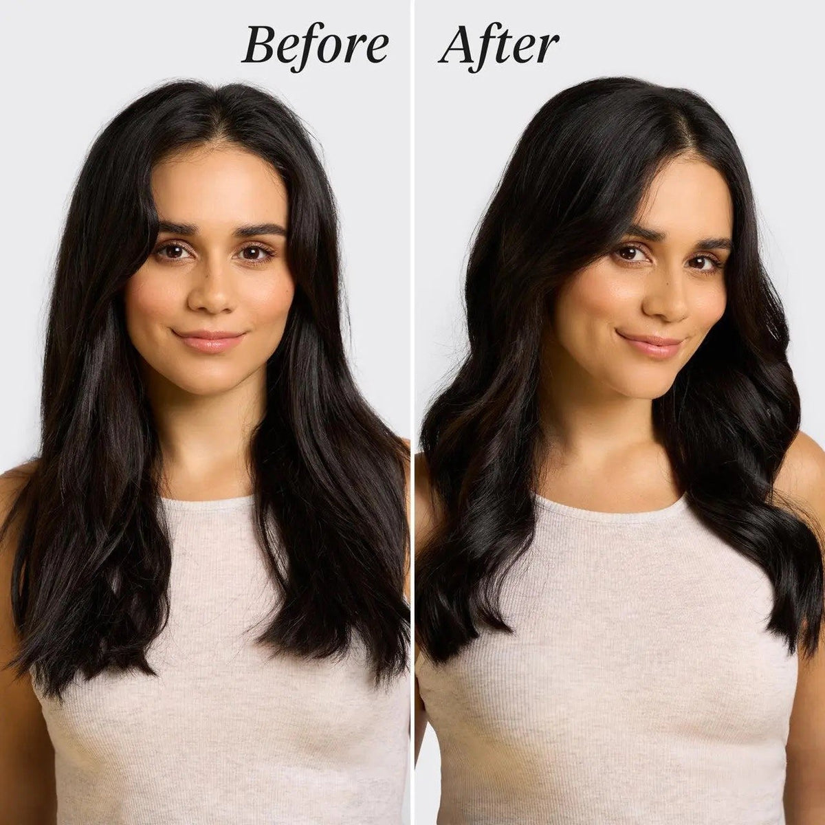 Before and after: soft curls with no heat