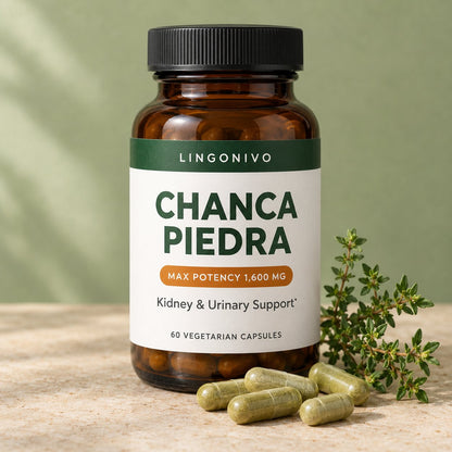 Max Potency Chanca Piedra 1,600 mg bottle with vegetarian capsules
