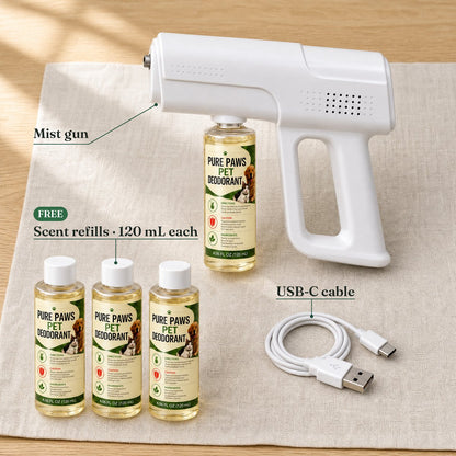 What's in the box: mist gun, scent refills and USB-C charging cable