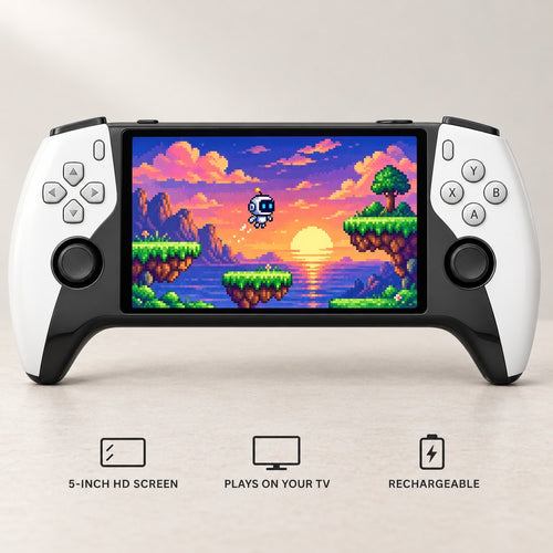Retro handheld game console: 5-inch HD screen, plays on your TV, rechargeable