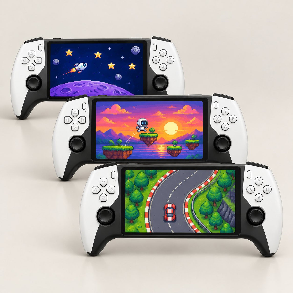 Three retro handheld consoles