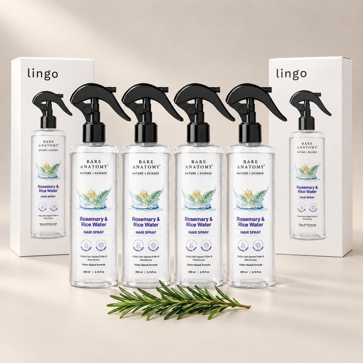 Buy 2 Get 2 FREE: four bottles of the hair spray with lingo boxes