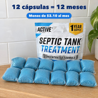 El paquete con sus 12 cápsulas en una repisa del baño: 12 cápsulas = 12 meses