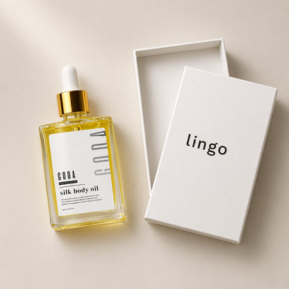 What's in the box: the bottle and its lingo box