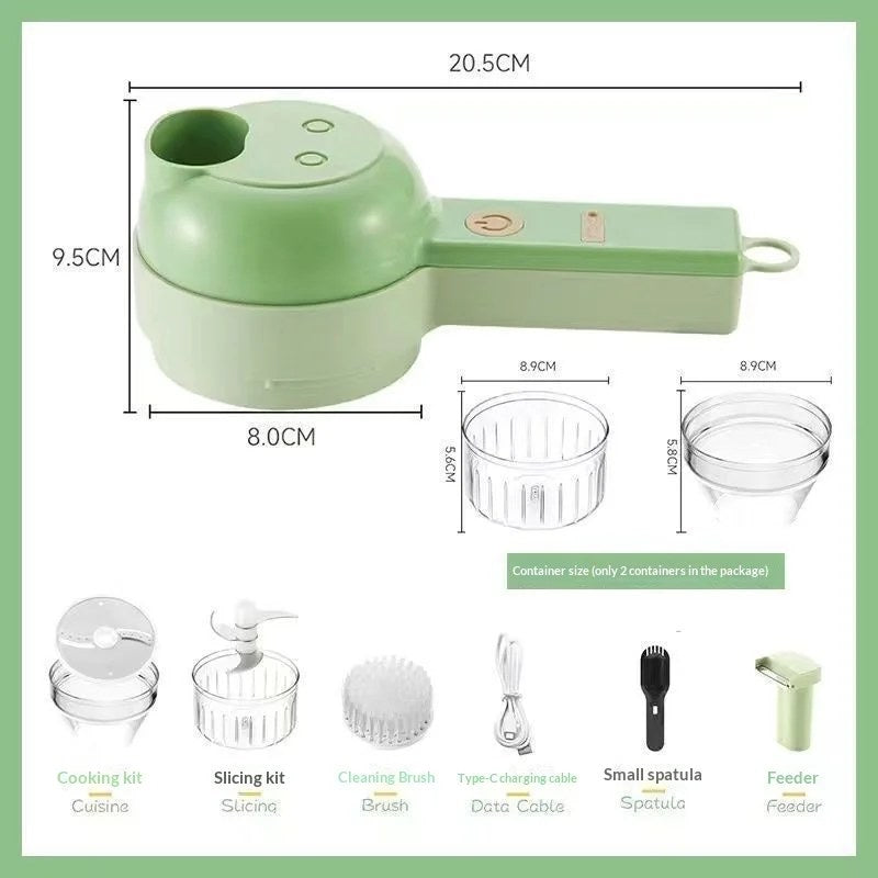 Size of the vegetable cutter, about 8 in long, and the parts in the box