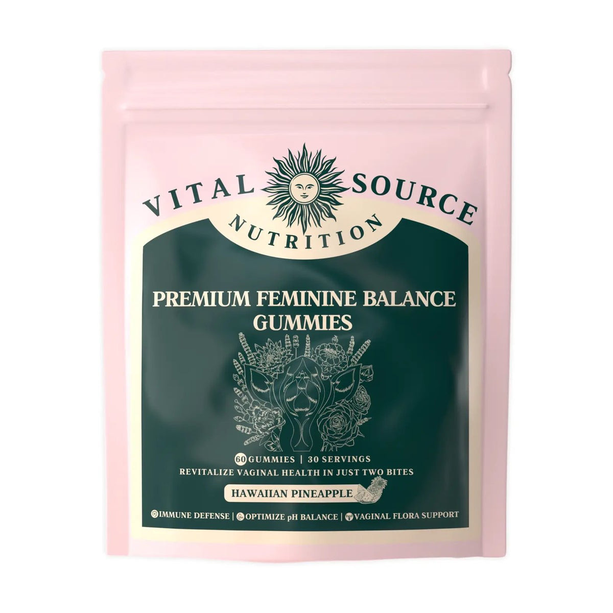 Vital Source Nutrition Premium Feminine Balance Gummies, Hawaiian Pineapple, 60 gummies