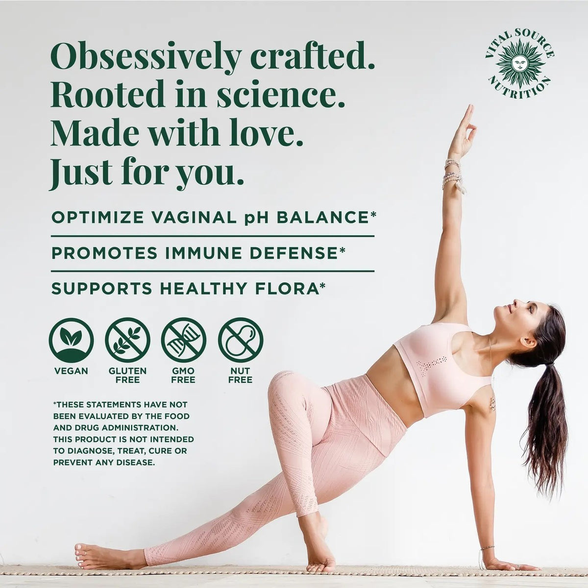 Optimize vaginal pH balance, promotes immune defense, supports healthy flora: vegan, gluten free, GMO free, nut free