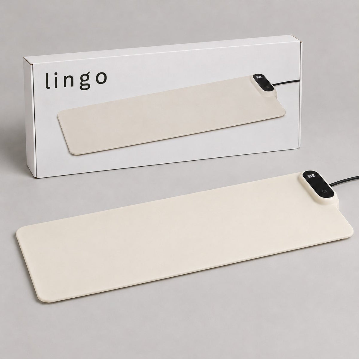 The cream food warming mat and its lingo box