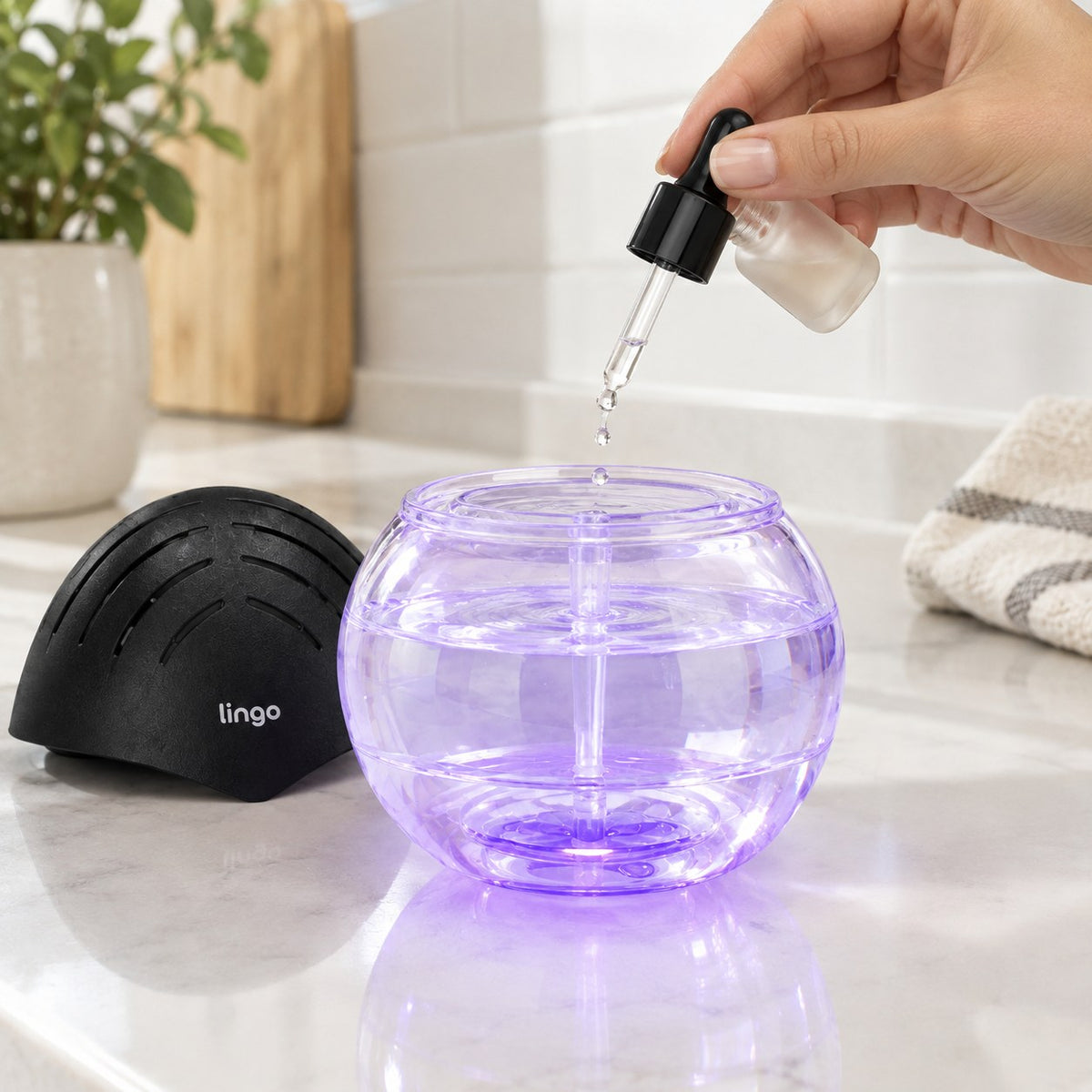 Adding scent drops to the water
