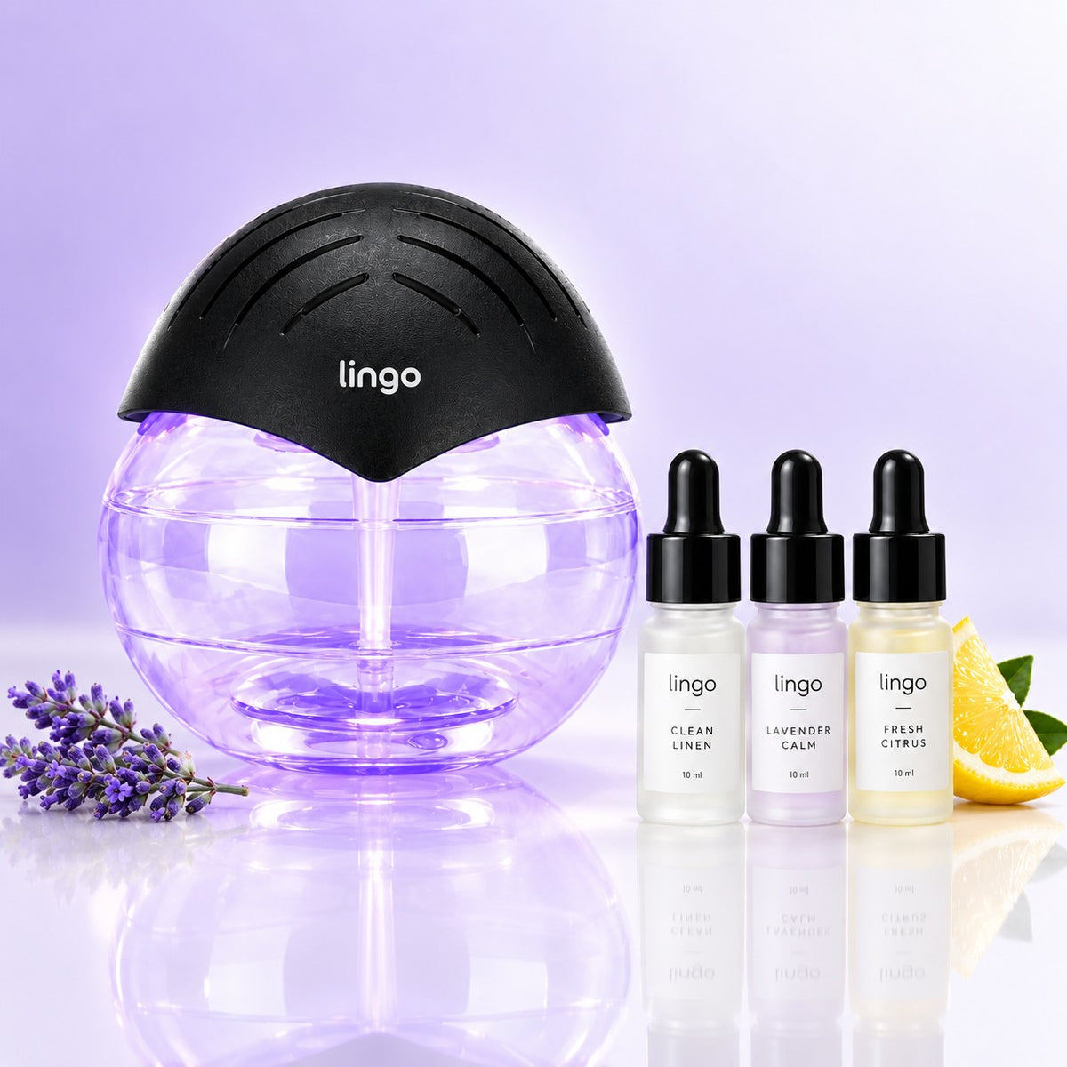 Lingo Water Air Purifier with the free three-scent trio
