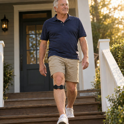 Walking down the porch steps