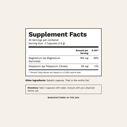 Lingo Magnesium Supplement Facts panel