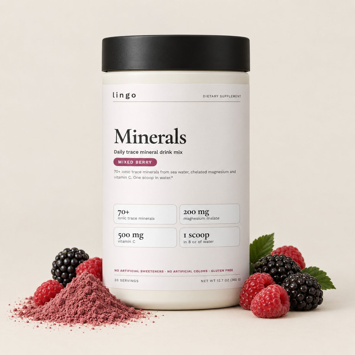 Lingo Minerals mixed berry tub, 30 servings