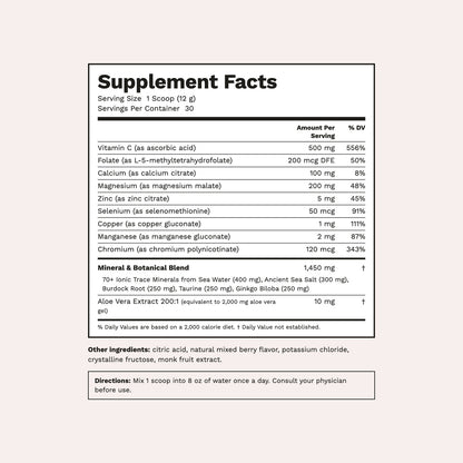 Lingo Minerals Supplement Facts panel