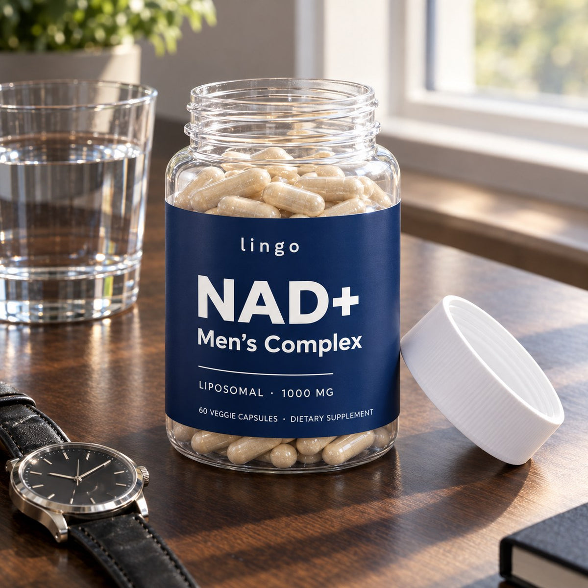 The jar open, on the desk