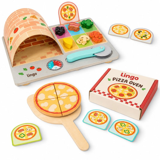Lingo Wooden Pizza Oven Playset, the full set