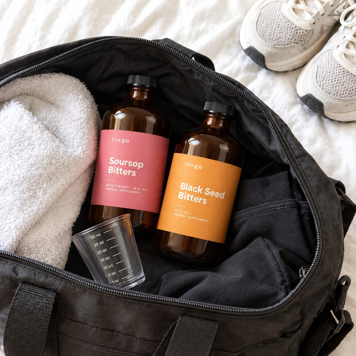 Packed for the gym or a trip
